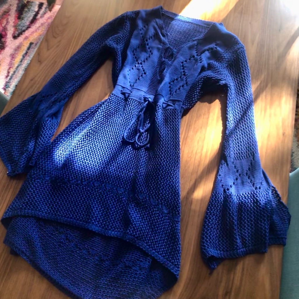 Blue Swim Coverup/ Crochet Dress